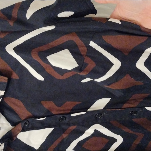 Lane Bryant Geometric Midi Dress Sz 14 button front tie belt - Picture 5 of 8